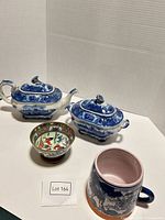 Group shot of teapot, tureen, bowl, mug