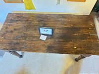 top view showing tabletop wear and paint spots