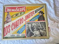 Front view of framed Spanish movie poster showing entire artwork and frame