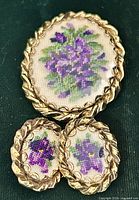 brooch and earrings set front view