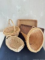 Group shot of all five baskets showing shapes and sizes