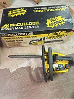Chainsaw and original box overview