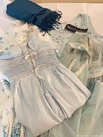 Group of nightgowns and tops showing colors, lace details and tag