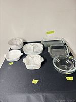Overview of all CorningWare and clear glass bakeware pieces