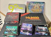 Group shot of all board game boxes on table