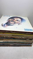 Stack of vinyl LPs, top record Billy Ocean Suddenly