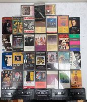 Full layout of 24 cassette cases and 4 loose tapes