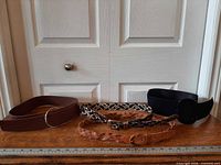All four belts laid out for overview