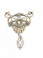 Front view of ornate gold-tone sterling pendant