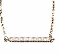 Close-up pavé bar on sterling silver chain