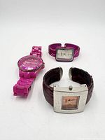 Front view of all three wristwatches