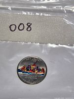 Reverse side showing colourized Washington crossing the Delaware design