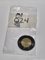 Coin in small zip bag, full view