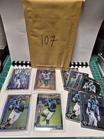 Overview of sleeved and loose Topps Chrome Jaguars cards with envelope