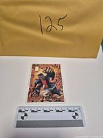 Full lot view: card inside holder with scale