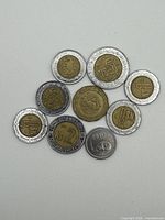 Overview of all nine Mexican coins