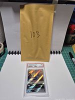 Encapsulated card front with label partially visible