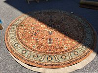 Full view of round LifeProof Mariah rug showing color and pattern