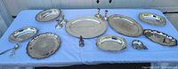Full lot overhead view on table showing all 17 silver pieces