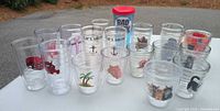 Group view of all tumblers showing variety of designs and sizes