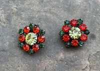 front view of both earrings showing rhinestone colors and design