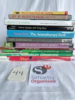 Stack of 12 books showing readable spines