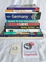 Stacked side view of all guide books showing spines and titles