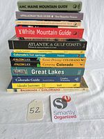 Stack of 12 travel guidebooks spine view