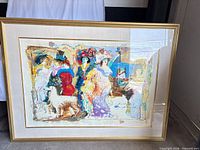 Full view of framed lithograph showing artwork, frame style, and glazing