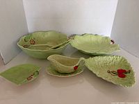 Full view of all eight Carlton Ware pieces