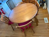 Top view of round table with chairs