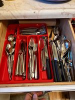 Drawer tray showing flatware assortment