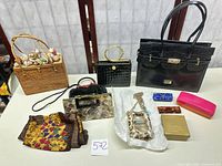Group shot showing all nine items on table
