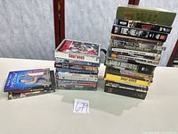 All DVDs grouped on table