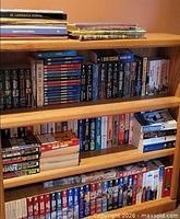 Front view of bookcase loaded with books