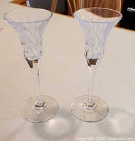 Front view of both crystal candlestick holders