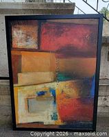 Front view of framed abstract painting showing full artwork and frame