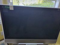 Front view of Panasonic plasma TV with screen off