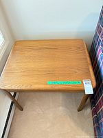 Top view of oak veneer side table