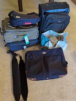 Group shot of all luggage pieces and straps