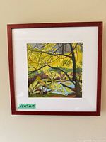 Full view of framed watercolor on wall