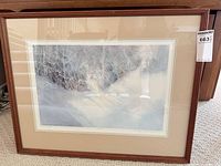 Framed print showing full artwork, mat and wood frame