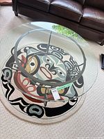 Top view of round glass coffee table