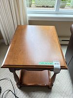 Top view of end table showing wood grain and surface condition
