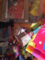 Boxed Alex Janvier scarves with tags, woven scarf bundle