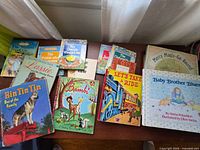 Top-view of all ten books laid out on table