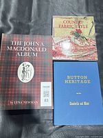 Three hardcover books arranged cover up