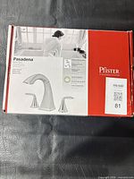 Factory-sealed box showing Pfister Pasadena faucet image and branding
