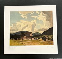 Full view of unframed lithograph showing entire image and border
