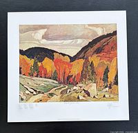 Full view of unframed lithograph on white paper showing entire image and margins